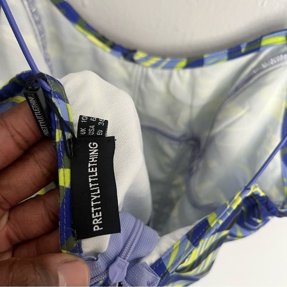 PrettyLittleThing Blue Zebra Print Strappy Corset Bodycon Dress - Picture 15 of 16